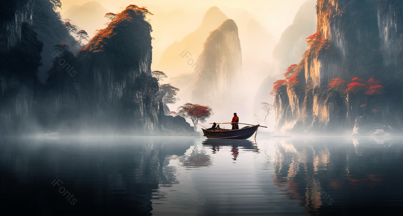 唯美风景彩色落日水墨画,插画/手绘图,插画/手绘图库,插画/手绘图下载,插画/手绘